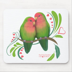 Peach Faced Love Birds Mouse Pad