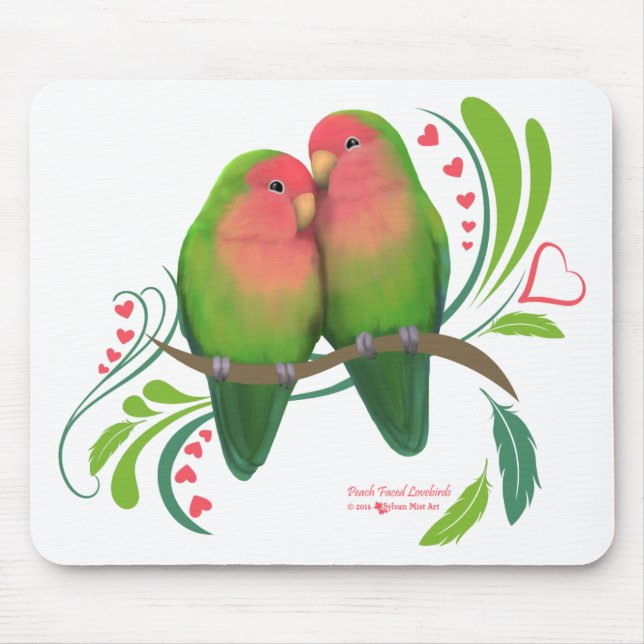 Peach Faced Love Birds Mouse Pad (Front)