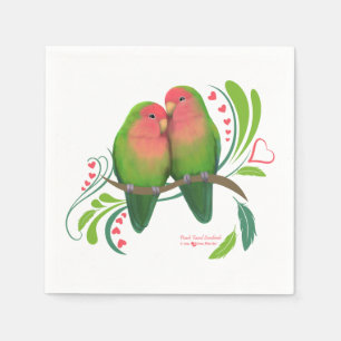 Peach Faced Love Birds Paper Napkins