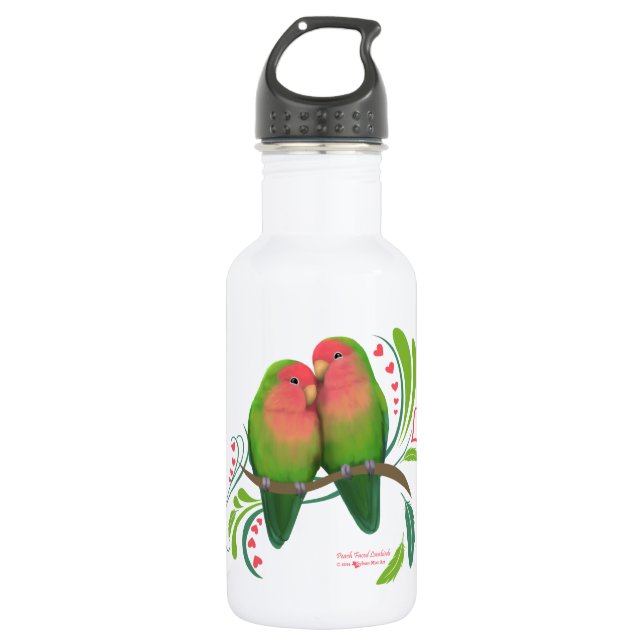 Peach Faced Love Birds Water Bottle (Front)