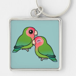 Peach-faced Lovebird Adorable Pair Premium Square Keychain