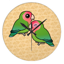 Peach-faced Lovebird Adorable Pair Large Round Wall Clock