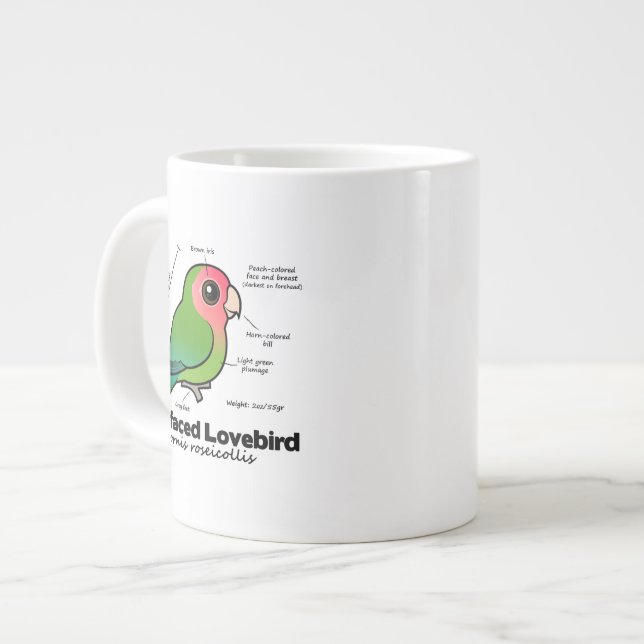 Peach-faced Lovebird Statistics Giant Coffee Mug (Front Left)