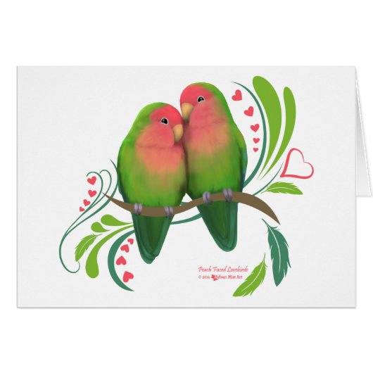 Peach Faced Lovebirds Cards (Front Horizontal)