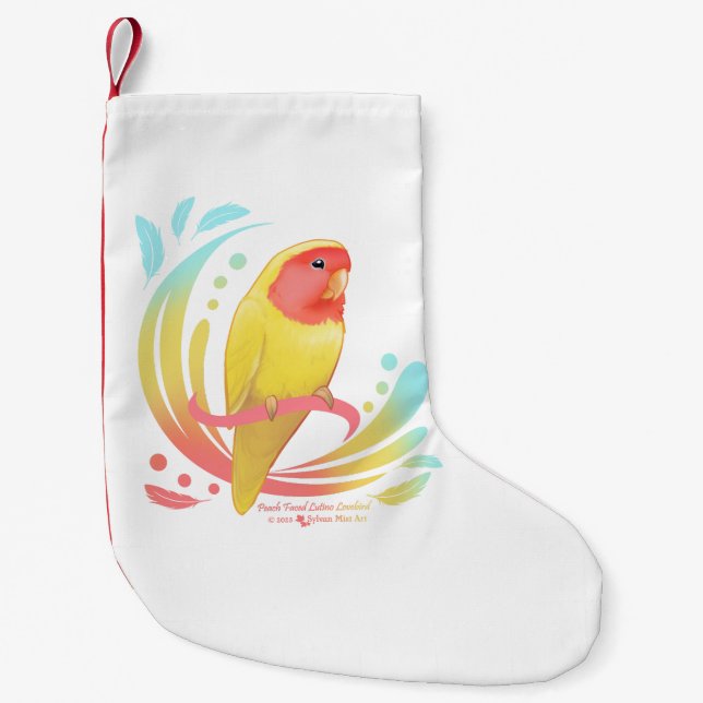 Peach Faced Lutino Lovebird Small Christmas Stocking (Front)