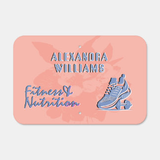 Peach Faded Blue Flourished Fitness & Nutrition Metal Sign