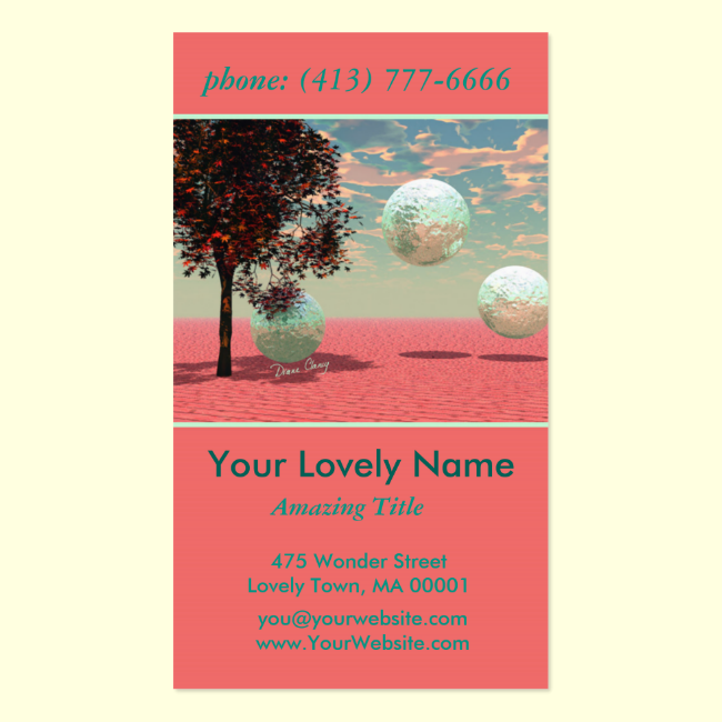Peach Fantasy, Teal and Apricot Maple Tree Retreat Double-Sided Standard Business Cards (Pack Of 100)
