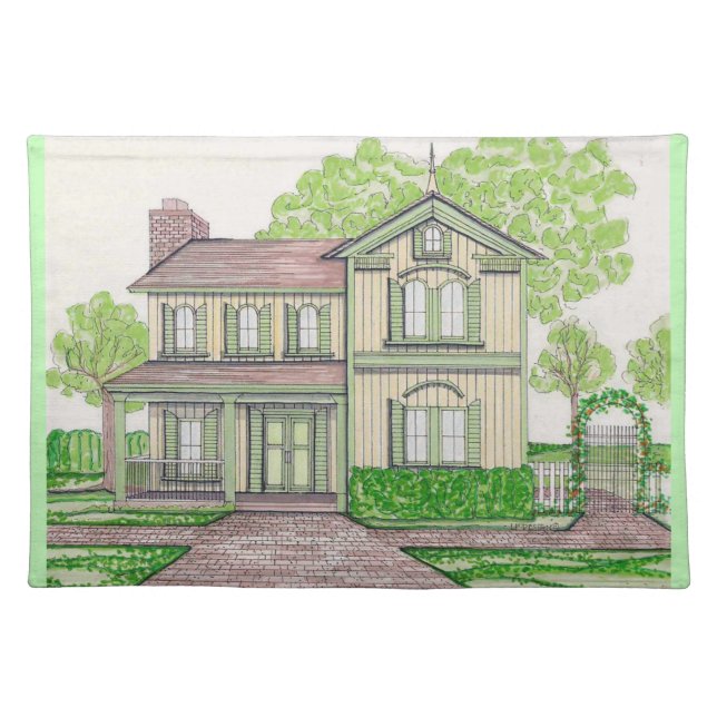 Peach Farmhouse Cloth Placemat (Front)