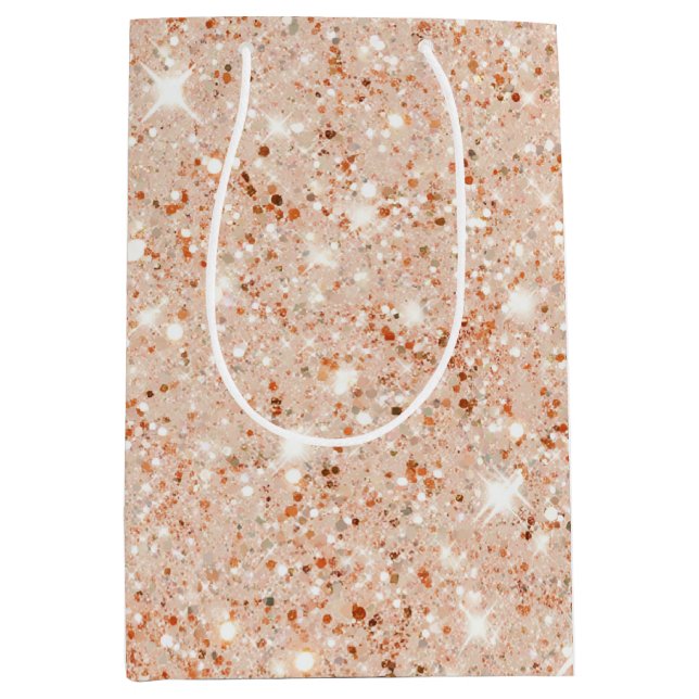 Peach Faux Glitter Birthday Medium Gift Bag (Front)