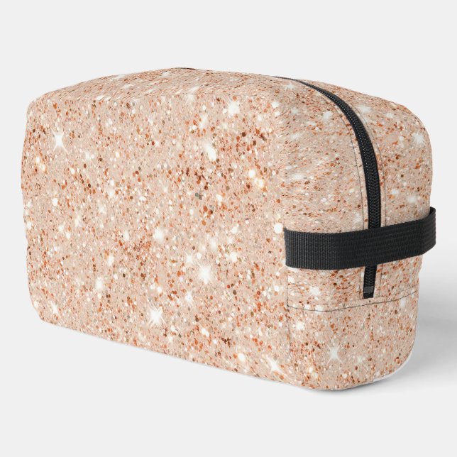 Peach Faux Glitter Dopp Kit (Left Corner)