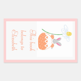 Peach fifi daisy bunny bookplate