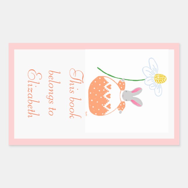 Peach fifi daisy bunny bookplate (Front)