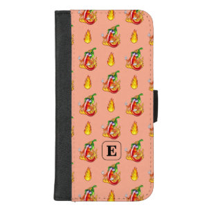 Peach Fire And Chili Fireman With Your Initial iPhone 8/7 Plus Wallet Case