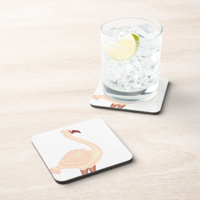Peach Flamingo Drink Coaster (Right Side)