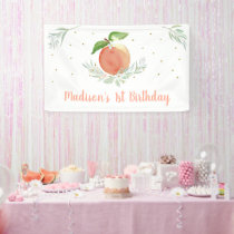 Peach Floral 1st Birthday Banner