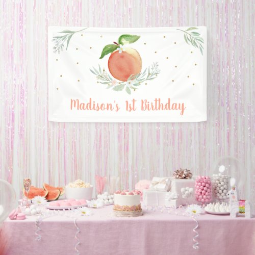 Peach Floral 1st Birthday Banner
