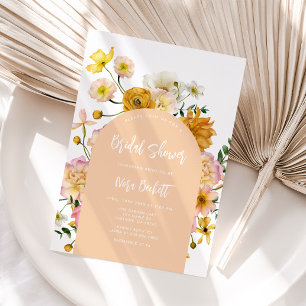 Peach Floral Arch Bridal Shower Invitation