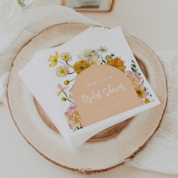 Peach Floral Arch Bridal Shower Napkins by MoonDaisyStudio at Zazzle