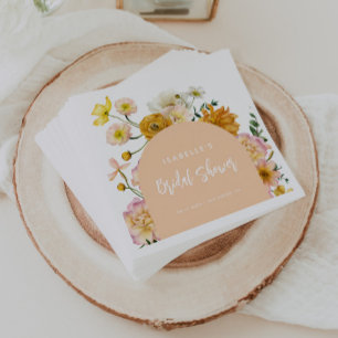 Peach Floral Arch Bridal Shower Napkins