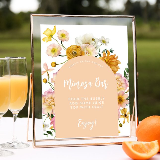 Peach Floral Arch Mimosa Bar Sign (Creator Uploaded)