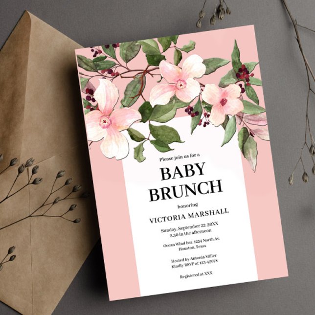 Peach Floral Baby Brunch Invitation (Creator Uploaded)