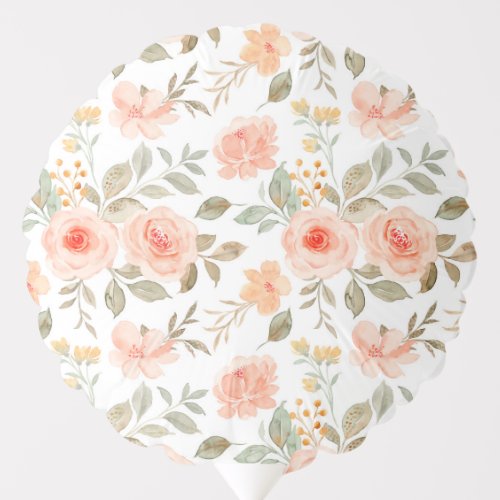 Peach Floral Balloon, Botanical Wedding Bridal Balloon