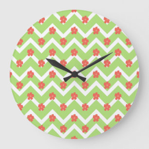 Peach Floral Bedspread Large Clock