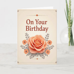 Peach Floral Birthday Card
