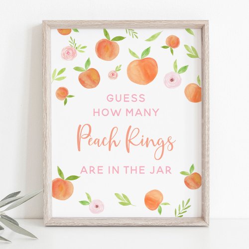 Peach Floral Birthday Guess How Many Game Poster