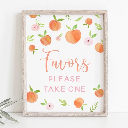 Peach Floral Birthday Party Favor Sign