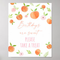 Peach Floral Birthday Treat Sign