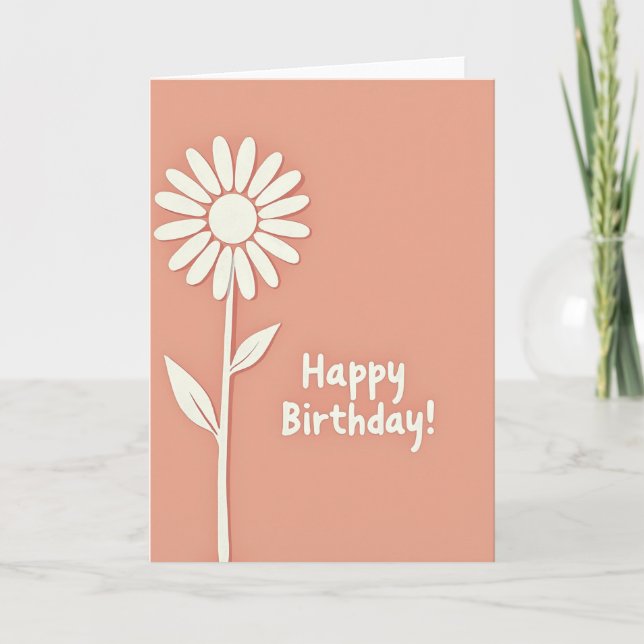 Peach Floral Birthday Wish Card (Front)