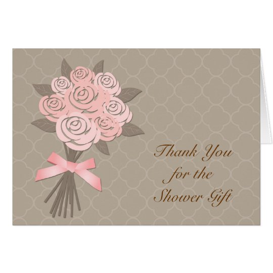 Peach Floral Bouquet Bridal Shower Thank You Card
