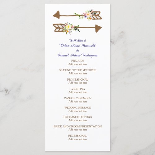 Peach Floral Bouquet Wedding Program