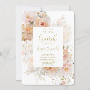 Peach Floral Bridal Shower Brunch Invitation