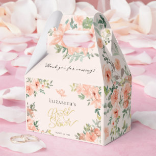 Peach Floral Bridal Shower Favor Boxes