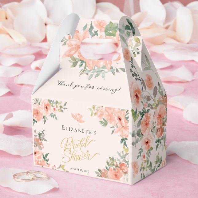  Peach Floral Bridal Shower  Favor Boxes (Wedding)