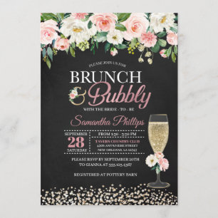 Peach Floral Bridal Shower Invitation - Dark
