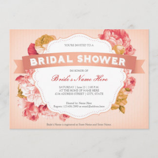 Peach Floral Bridal Shower Invite