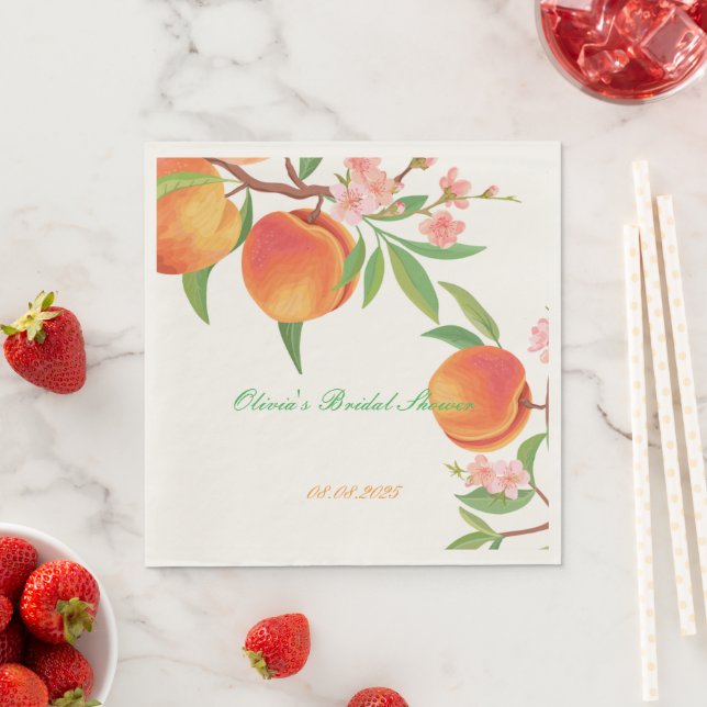 PEACH FLORAL BRIDAL SHOWER NAPKINS (Insitu)