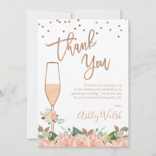 Peach Floral Bridal Shower Thank You Card
