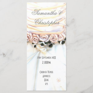 Peach floral brides dress  church wedding program