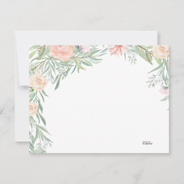 Peach Floral Canopy | Personalized Stationery Note Card (Front)