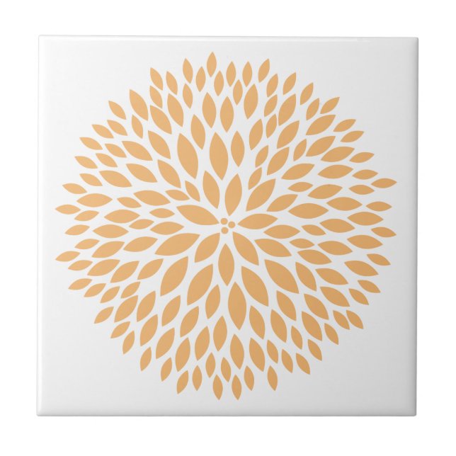Peach Floral Ceramic Tile (Front)