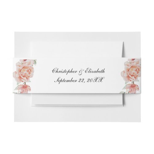 Peach Floral Classic Formal Wedding Invitation Belly Band
