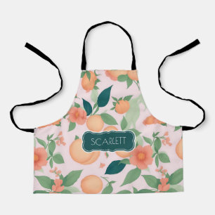 Peach Floral Colorful Personalized Pattern Apron