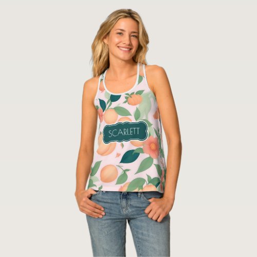 Peach Floral Colorful Personalized Pattern Tank Top