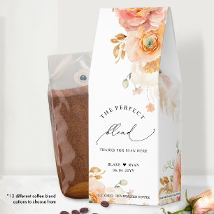 Peach Floral, Custom Wedding Coffee Bean Favor