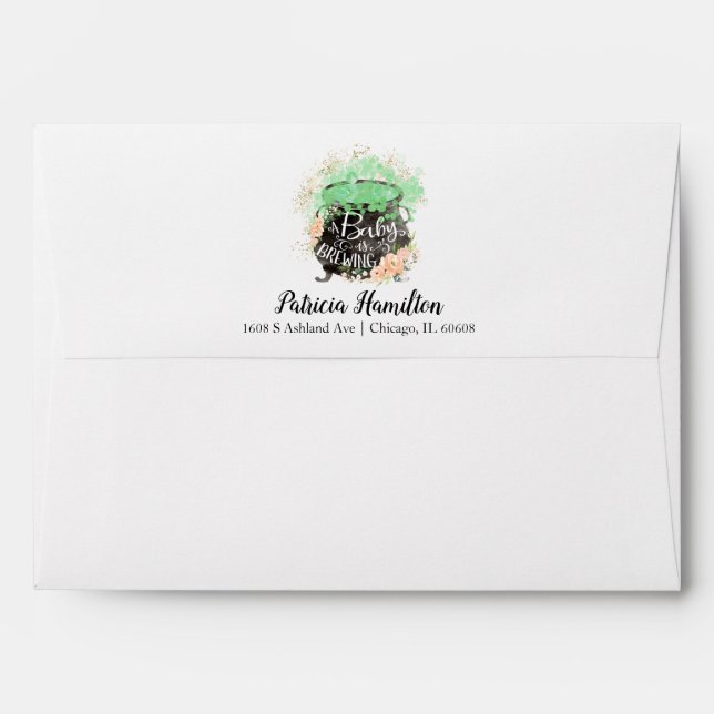 Peach Floral Cute Halloween Baby Shower Envelope (Back (Top Flap))