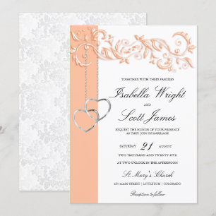 Peach Floral Design Wedding  Invitation